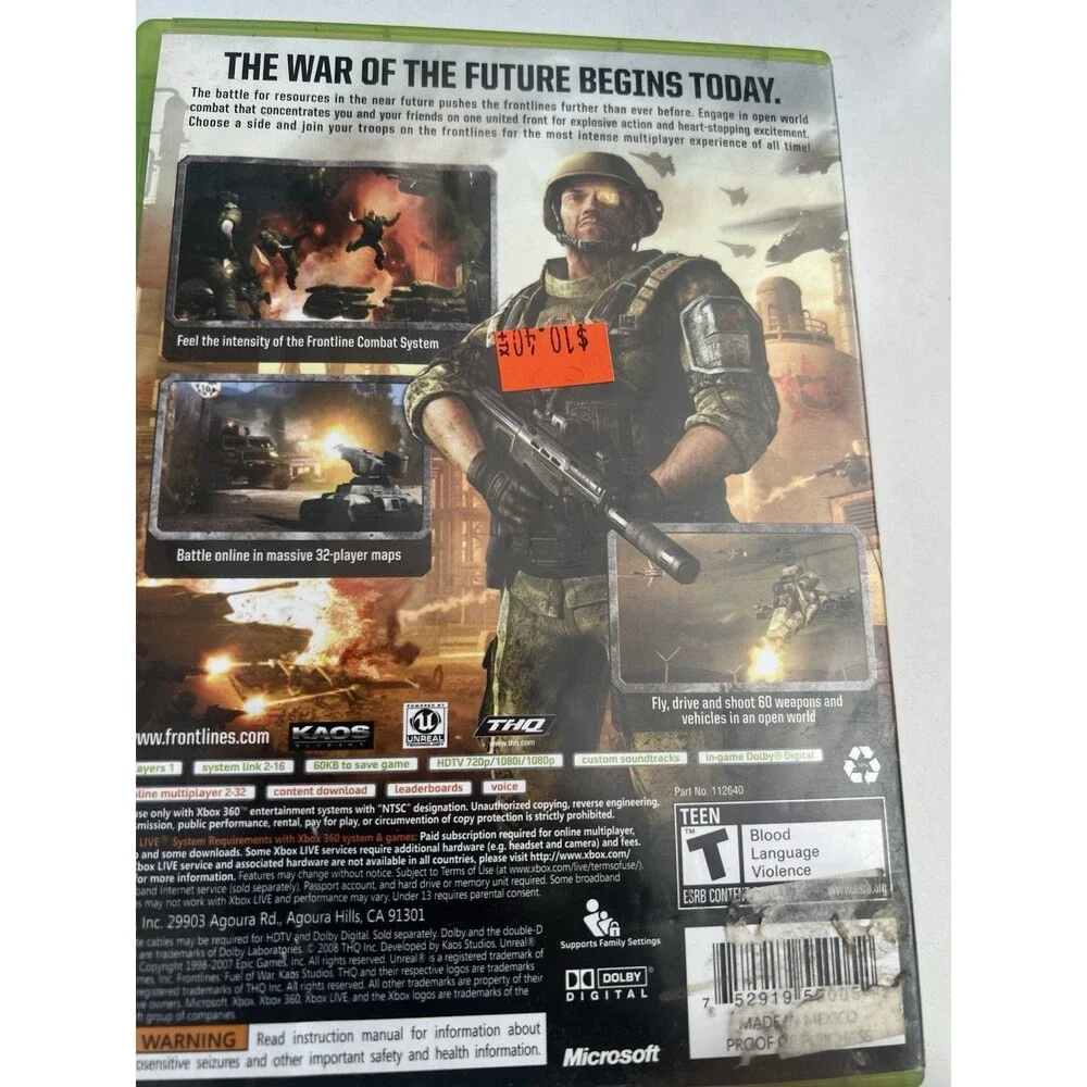 Frontlines Fuel of War - Microsoft Xbox 360 CIB tested working